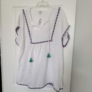 J. Crew Swim Cover Up with Colorful Tassels and Details